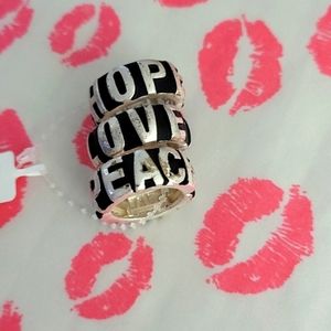 Kollection Peace Love Hope Trio Ring Set NWT